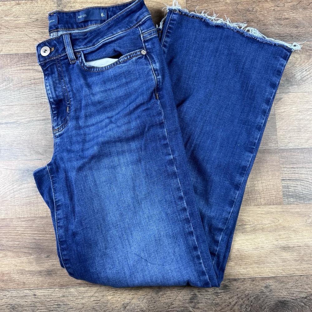 J. Jill Stretch Wide Leg Jeans Size 6 (30x28) Dark Wash Raw Hem